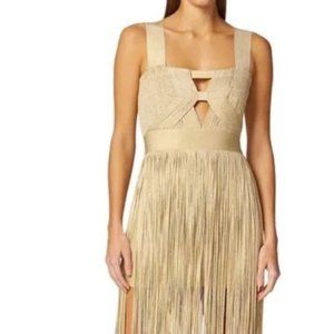 HERVÉ LÉGER Cutout fringed ponte gown
